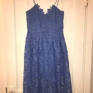 Donna Morgan midi cocktail dress, blue bonnet